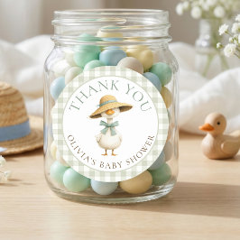 Silly Goose Sage Gingham Tack Baby Shower  Runt Klistermärke