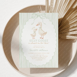 Silly Goose Sage Green Baby Shower Inbjudningar