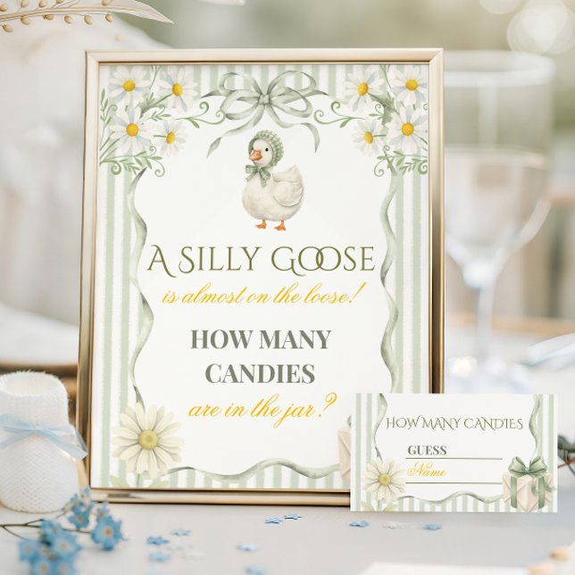 Silly Goose Sage Green Neutral Baby Shower Game Poster (Skapare uppladdad)