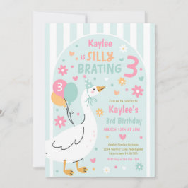 Silly Goose Silly-Brating Three Birthday Party  Inbjudningar