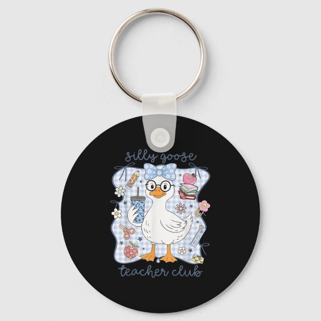 Silly Goose Teacher Club Back To School Funny Firs Nyckelring (Framsida)