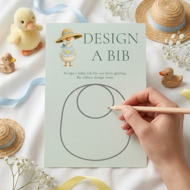Silly Goose Teal Design Bib Baby Shower Game Card Inbjudningar (Skapare uppladdad)