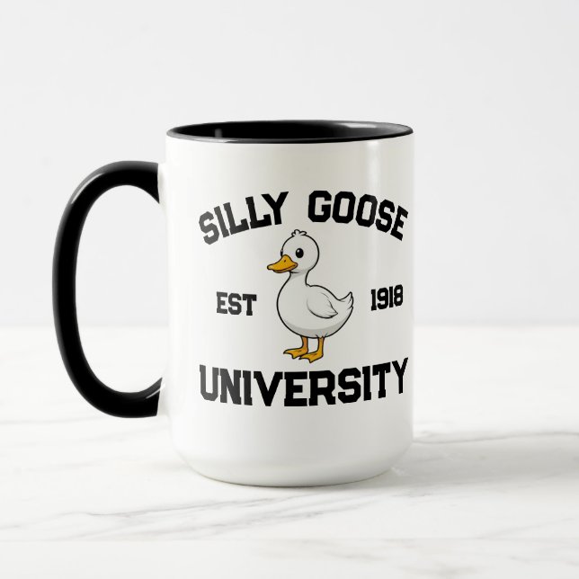 Silly Goose University-skjorta, anpassad Silly Go Mugg (Vänster)