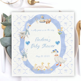 Silly Goose Whimsical Bow Baby Boy Shower Pappersservett