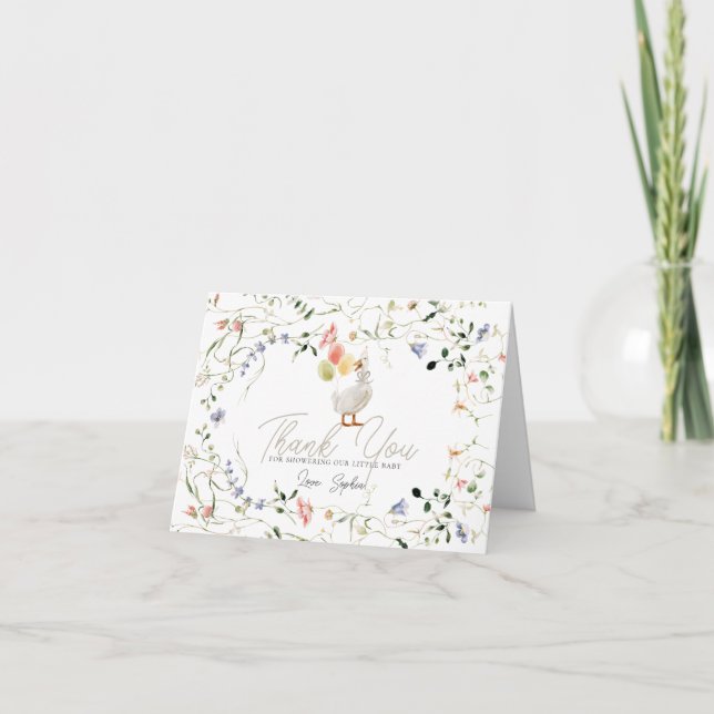 Silly Goose Wildflower Blommig Bebis-fest Tack Kort (Framsida)