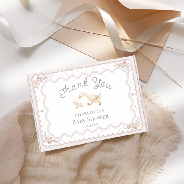 Silly Goose Wildflower Cute Baby Shower Thank You  Kort (Skapare uppladdad)