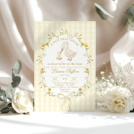 Silly Goose Yellow Gender neutral Bow Baby Shower Inbjudningar