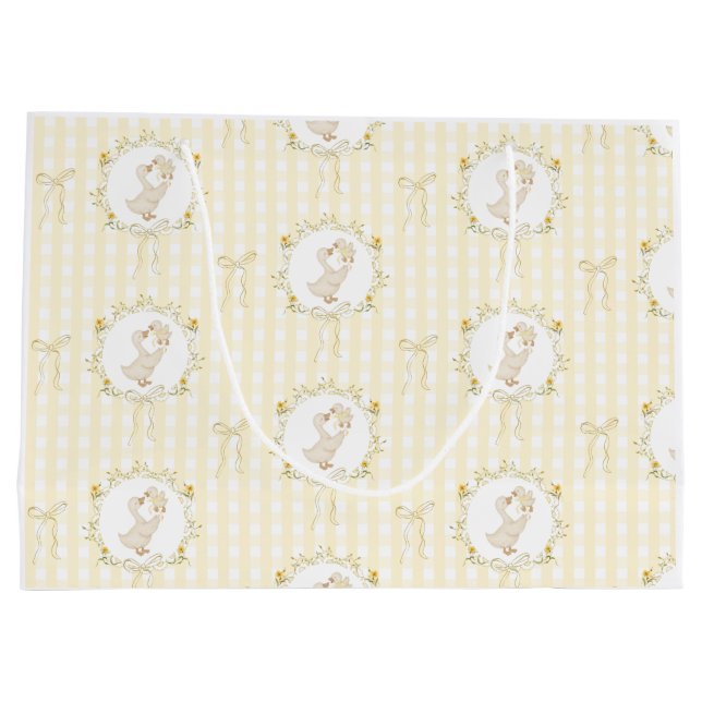 Silly Goose Yellow Gingham wildflower Baby Shower (Baksidan)