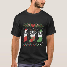Silly Honey Badger Christmas Lights Playful  T Shirt
