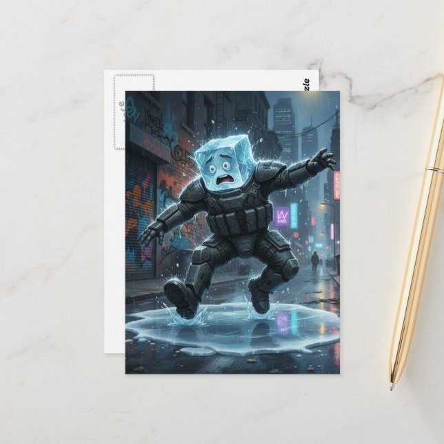 Silly icecube falling on ice  vykort (Fram/Back In Situ)