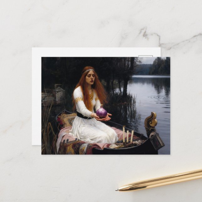 Silly Lady of Shallot Parody Vykort (Fram/Back In Situ)