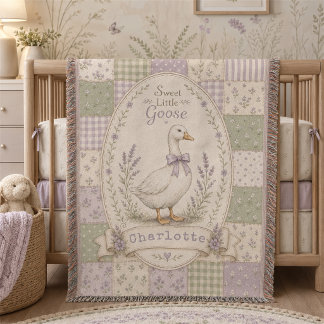Silly Little Goose Babyflicka Blommig Personlig Filt