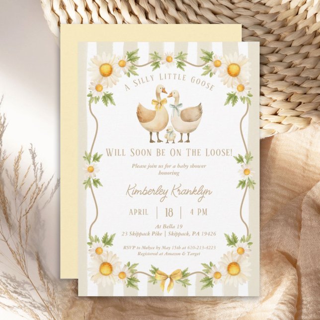 Silly Little Goose Yellow Daisy Baby Shower Inbjudningar (https://www.zazzle.com/pd/editcollection?id=119693010462727007&sr=250956142409031984)