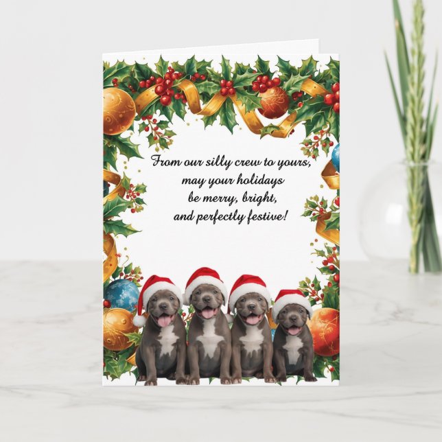 Silly puppies holiday card kort (Framsida)
