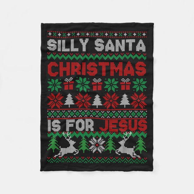 Silly Santa Christmas Is For Jesus Christian Chris Fleecefilt (Framsidan)