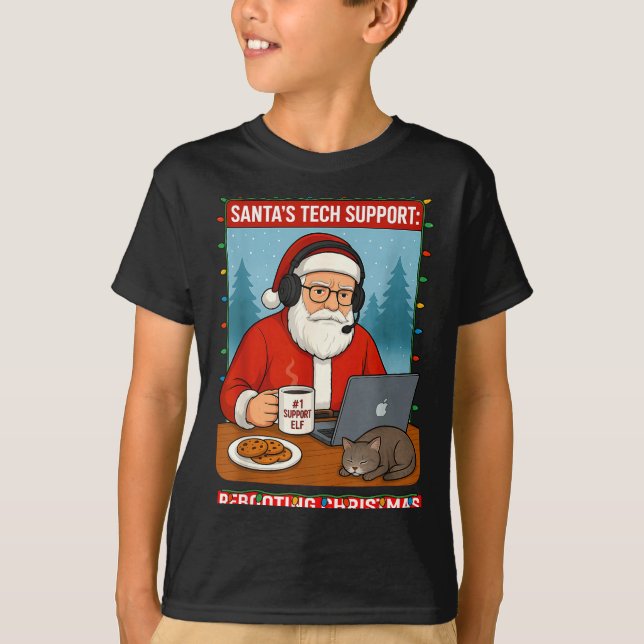 Silly Santa Rebooting s Support Tech T Shirt (Framsida)
