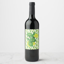 Silo Citron och Lime Gulgrön Bröllop Vinflaska Etikett