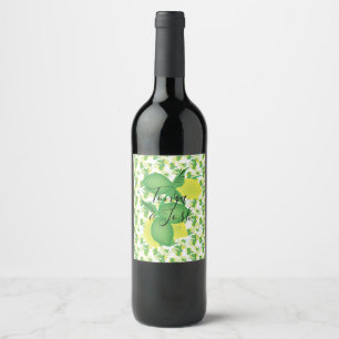 Silo Citron och Lime Gulgrön Bröllop Vinflaska Etikett