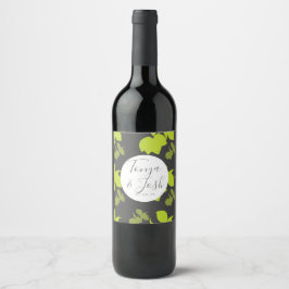 Silo Lemon och Limes Gult Grått Bröllop Vinflaska Etikett