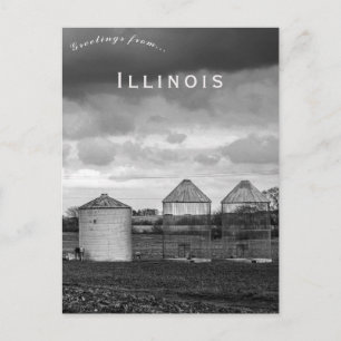 Silos för spannmål i stormigt väder i Illinois Vykort