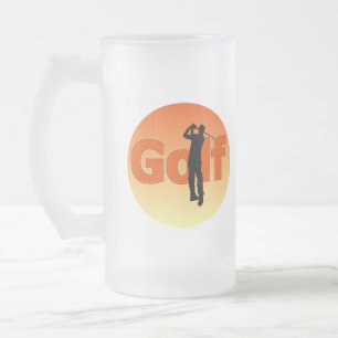 Silouhette av Golfer Frostat Ölglas