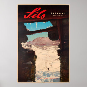Sils Engadine, Schweitz, skidar affischen Poster