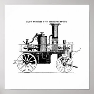 Silsby 1858 ånga avfyrar motorn poster