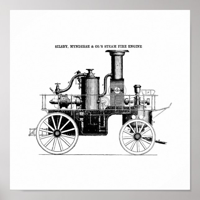 Silsby 1858-ångbrandmotor poster (Framsidan)