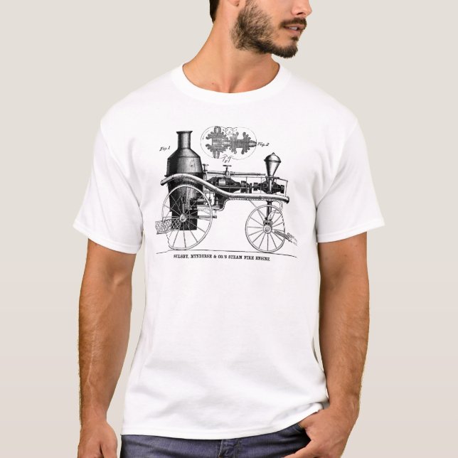 Silsby avfyrar roterande ånga motorn tee shirt (Framsida)
