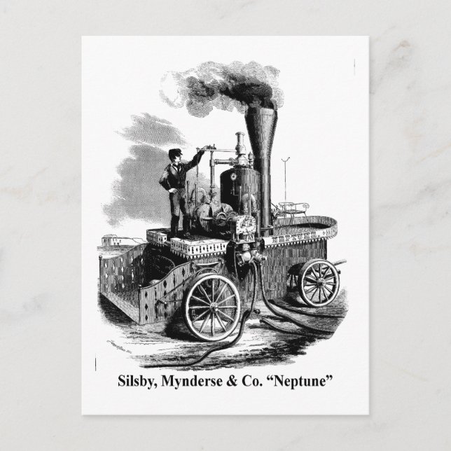 Silsby Mynderse & Co. Fire Engine "Neptune" Vykort (Framsida)