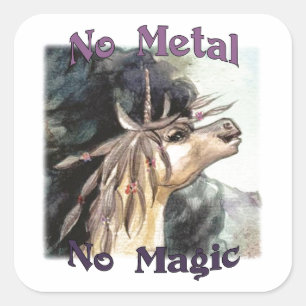 Silubhra No Metall No Magic Stickers Fyrkantigt Klistermärke