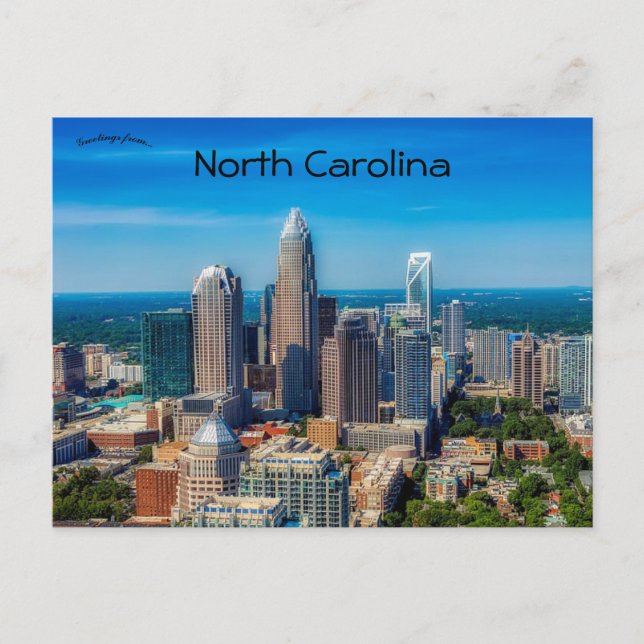 Siluett av Charlotte North Carolina Vykort (Framsida)