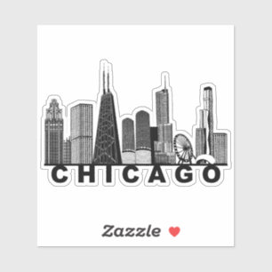 Siluett av Chicagos Skyline Klistermärken