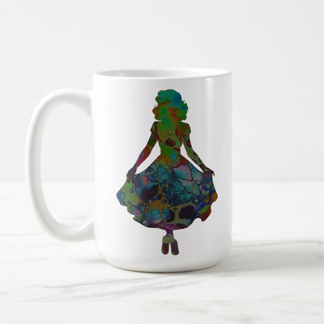 Siluett Av En Dam Kaffemugg (Vänster)
