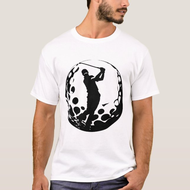 Siluett av en golfspelare som svingar t shirt (Framsida)
