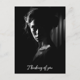 Siluett av en kvinnas ansikte svart-vit foto vykort