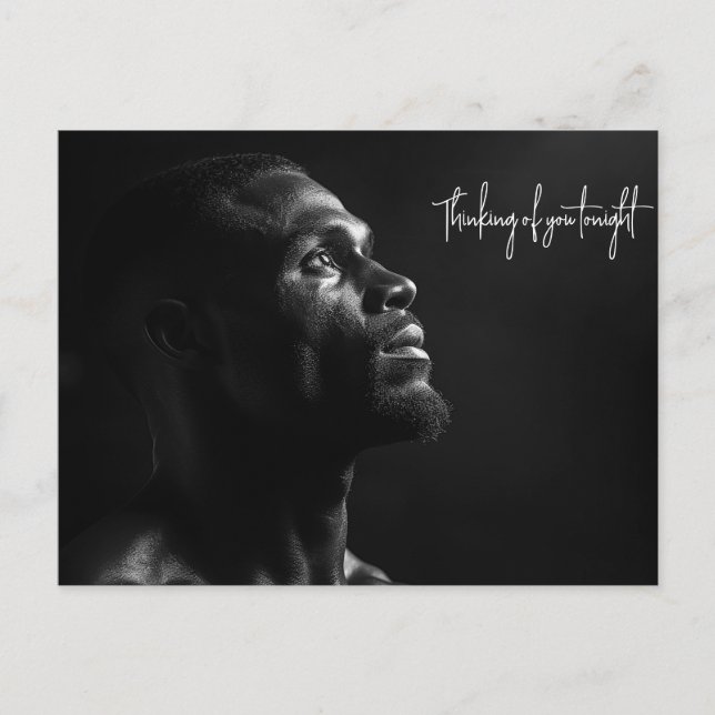 Siluett av en svart mans ansikte B&W foto  Vykort (Framsida)