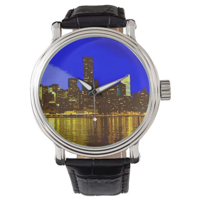 Siluett av New York på natten... Armbandsur (Framsida)