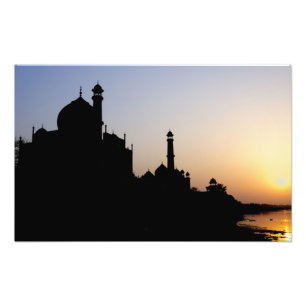 Siluett av Taj Mahal vid solnedgång, Agra, Fototryck