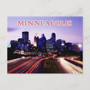 Siluett vid skymning, Minneapolis, Minnesota Vykort