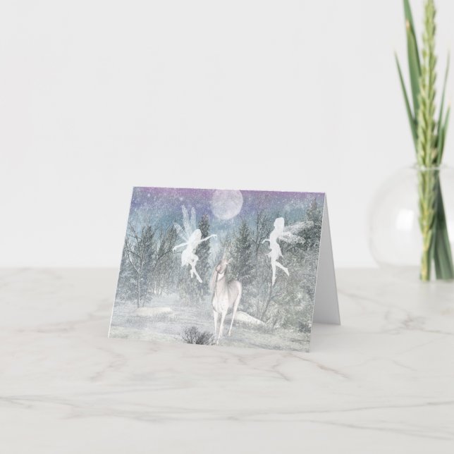 Siluetts-anteckningskort för vinterfantasi kort (Framsida)