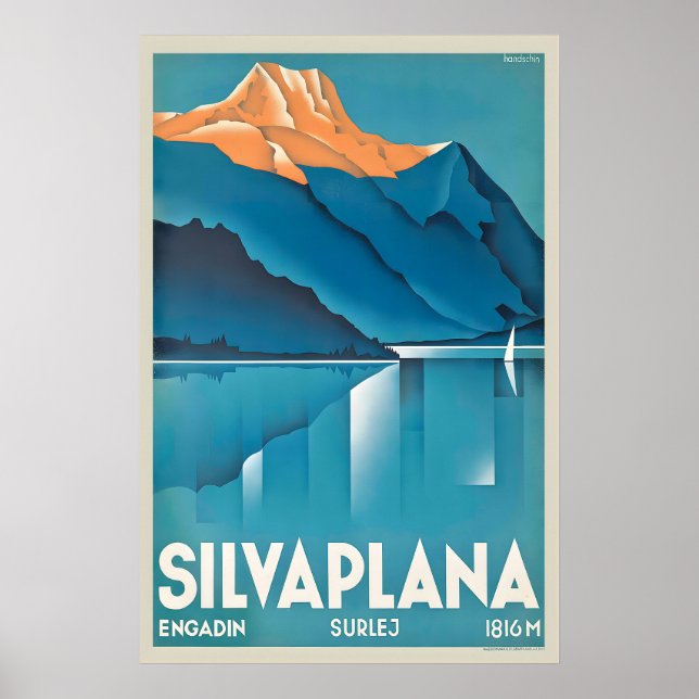 Silvaplana Engadin Surlej Schweiziska Alperna Schw Poster (Framsidan)