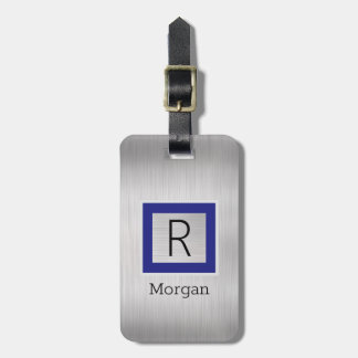 Silve Metal, Business, Name/Monogram Deep Blue Box Bagagebricka