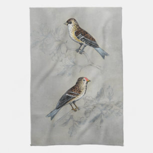 Silved Aviary   Två fåglar Kökshandduk
