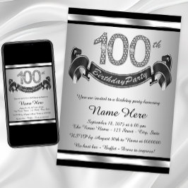 Silver 100:e Födelsedagsfesten Inbjudningar