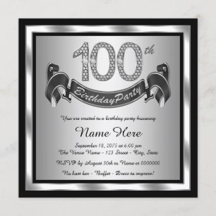 Silver 100:e Födelsedagsfesten Inbjudningar