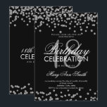 Silver 18:e födelsedag Glitter Konfetti Black Inbjudningar<br><div class="desc">Elegant 18:e födelsedagen Silver Faux Glitter Confetti Black-inbjudan. Underbar i 18:e födelsedagsfesterna eller mer!</div>