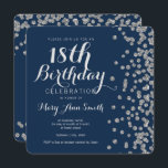 Silver 18:e födelsedag Glitter Konfetti marinblått Inbjudningar<br><div class="desc">Elegant 18:e födelsedagen Silver Faux Glitter Confetti Navy Blue inbjudningsmall. Matchar tillgängliga produkter!</div>
