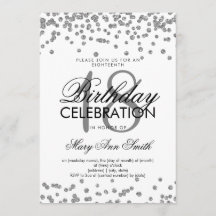 Silver 18:e födelsedag Glitter Konfetti White