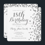 Silver 18:e födelsedagen Faux Glitter Confetti Whi Inbjudningar<br><div class="desc">Elegant 18:e födelsedagen Silver Faux Glitter Confetti Vitinbjudan. Matchar tillgängliga produkter!</div>